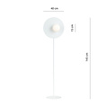 Lampe sur pied blanche finie avec boule en verre laiteux de 14 cm E14