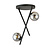 Lámpara de techo negra con varillas de metal y 2 bolas de cristal ahumado E14