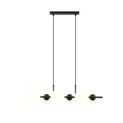 Emibig 6 lamp hanglamp zwart met mat witte glazen bollen E14