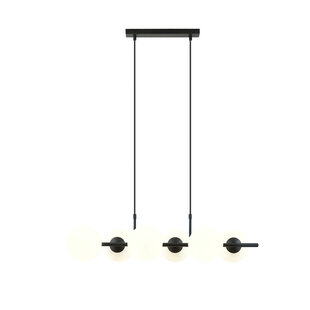 6 bulb hanging lamp black with matt white glass balls E14