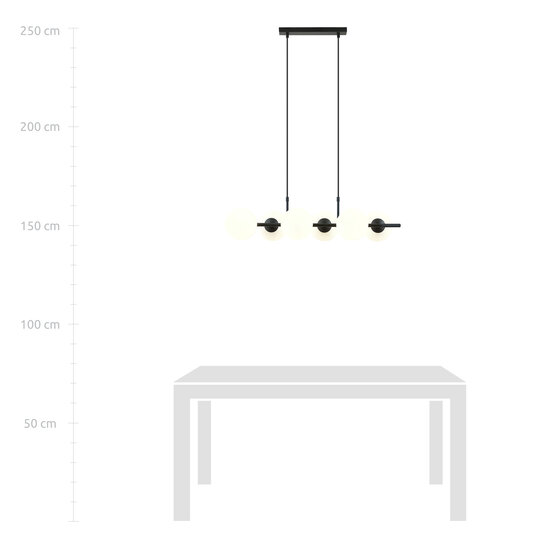 Emibig Emibig 6 lamp hanglamp zwart met mat witte glazen bollen E14 - Perfect voor sfeervolle verlichting