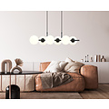 Emibig Emibig Lámpara colgante de 6 bombillas negra con bolas de vidrio blanco mate E14 - Ideal para una iluminación elegante