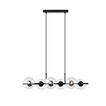 Suspension noire 6 lampes noire et boules de verre transparentes E14