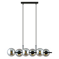 Mooie 6 lamp zwarte hanglamp met rookglas bollen en E14 aansluiting
