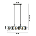 Belle lampe suspendue noire à 6 lampes avec ampoules en verre fumé et connecteur E14