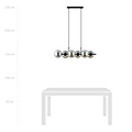 Mooie 6 lamp zwarte hanglamp met rookglas bollen en E14 aansluiting