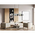 Mooie 6 lamp zwarte hanglamp met rookglas bollen en E14 aansluiting