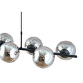 Mooie 6 lamp zwarte hanglamp met rookglas bollen en E14 aansluiting
