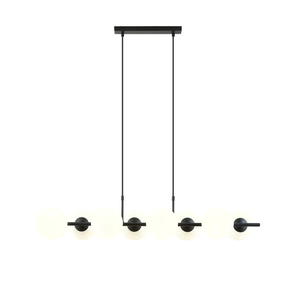 Emibig Emibig Hängelampe mit 8 Glühbirnen in Schwarz mit mattweißen Glaskugeln E14 - Ideal für eine gemütliche Atmosphäre in Ihrem Zuhause