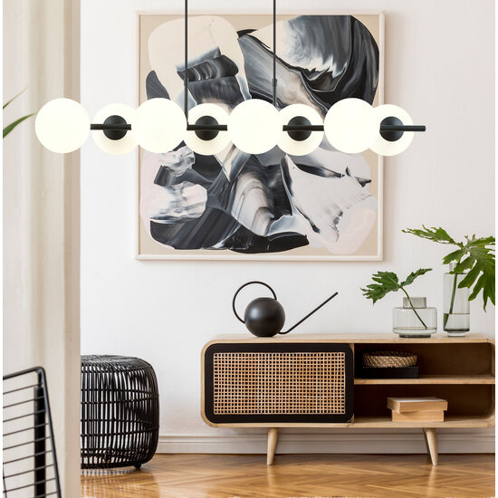 Emibig Emibig 8 bulb hanging lamp black with matt white glass balls E14 - Ideal for creating a cozy atmosphere in your home