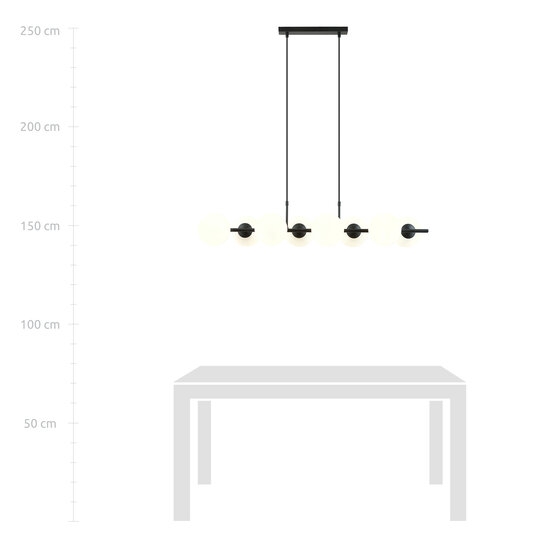 Emibig Emibig 8 bulb hanging lamp black with matt white glass balls E14 - Ideal for creating a cozy atmosphere in your home