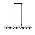 Emibig Emibig 8 lamp zwarte pendellamp zwart en met transparante glazen bollen E14 - Perfect voor sfeervolle verlichting
