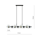 Lampe à suspension noire à 8 lampes noire et avec boules de verre transparentes E14
