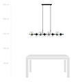 Lampe à suspension noire à 8 lampes noire et avec boules de verre transparentes E14