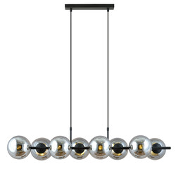 Hermosa lámpara colgante negra de 8 luces con bombillas de vidrio ahumado y conexión E14