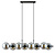 Belle lampe suspendue noire à 8 lampes avec ampoules en verre fumé et connecteur E14