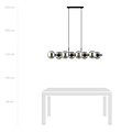 Belle lampe suspendue noire à 8 lampes avec ampoules en verre fumé et connecteur E14