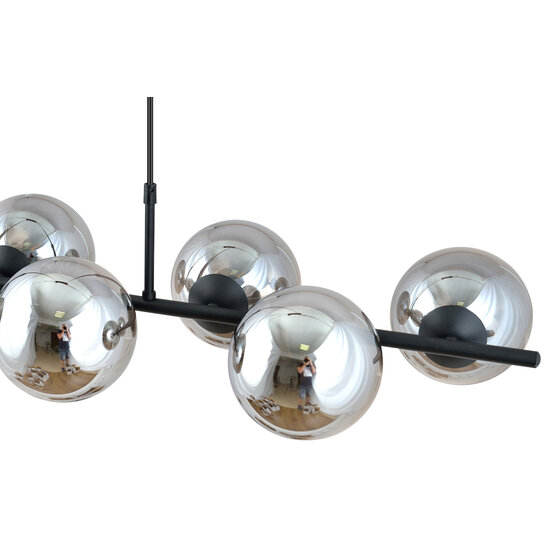 Beautiful 8 lamp black hanging lamp with smoked glass bulbs and E14 connection