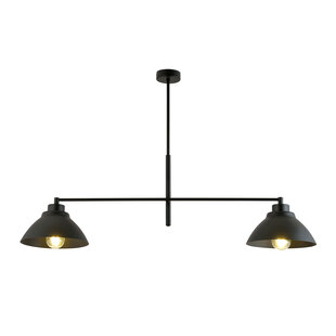 Elegante hanglamp met 2 zwarte kappen metaal E27