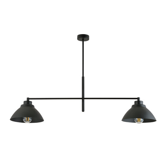 Elegant hanging lamp with 2 black shades metal E27