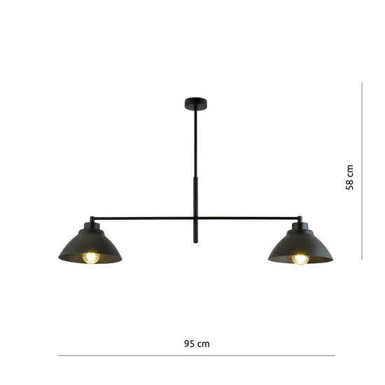 Emibig Emibig Elegante hanglamp met 2 zwarte kappen metaal E27 - Perfect voor een sfeervolle inrichting