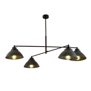 Elegante lámpara colgante con 4 pantallas de metal negro E27