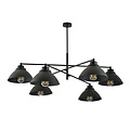 Design hanging lamp black with 6 x E27 conical shades