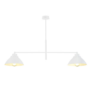 Elegant white hanging lamp with 2 shades metal E27