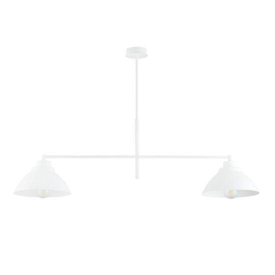 Elegante witte hanglamp met 2 kappen metaal E27