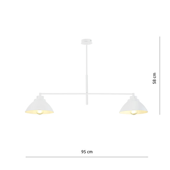 Elegant white hanging lamp with 2 shades metal E27