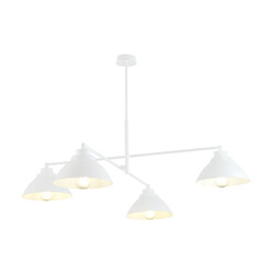 Stylish white pendant lamp with 4 white metal shades E27