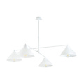 Stylish white pendant lamp with 4 white metal shades E27