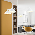 Stylish white pendant lamp with 4 white metal shades E27