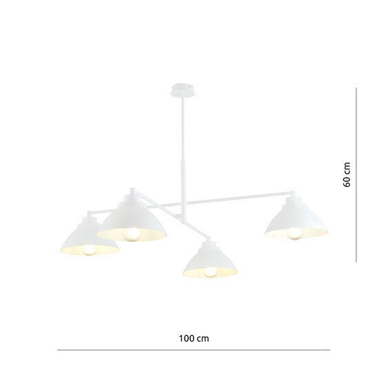 Emibig Emibig Stylish white pendant lamp with 4 white metal shades E27 - Perfect for any modern space