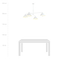 Stylish white pendant lamp with 4 white metal shades E27