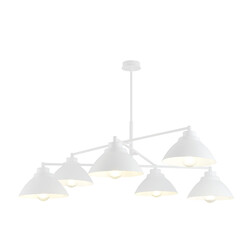 Design white hanging lamp with 6 x E27 conical shades