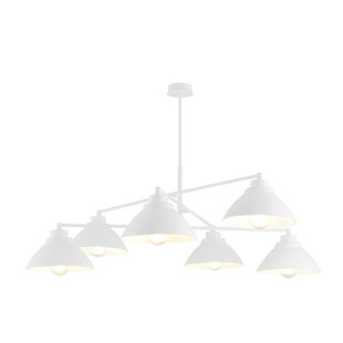 Design white hanging lamp with 6 x E27 conical shades