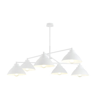 Design witte hanglamp met 6 x E27 conische kappen