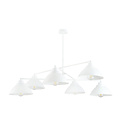 Lampe à suspension blanche design avec 6 abat-jour coniques E27