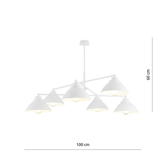 Emibig Emibig Weiße Design-Hängelampe mit 6 x E27-Kegelschirmen - Perfekte Beleuchtung für jeden Raum