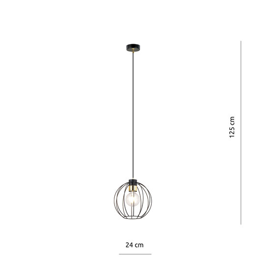 Bolvormige zwarte metaaldraad hanglamp rond 1x E27
