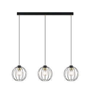 Lampe à suspension avec 3 boules noires en métal E27