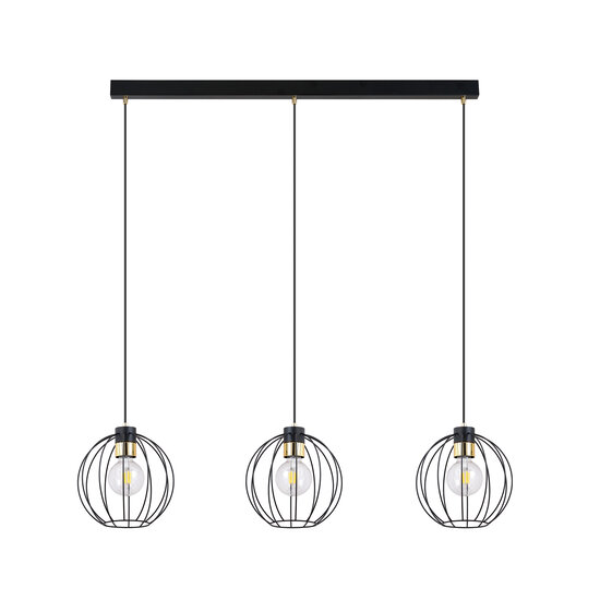 Hanglamp met 3 zwarte bollen metaal E27