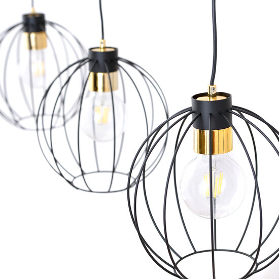 Hanglamp met 3 zwarte bollen metaal E27