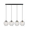 Hanglamp met 4 zwarte bollen metaal E27