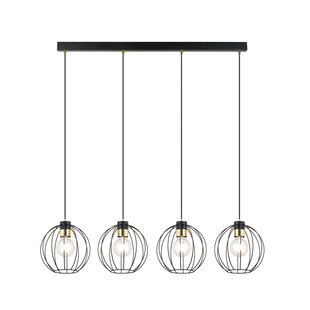 Hanglamp met 4 zwarte bollen metaal E27