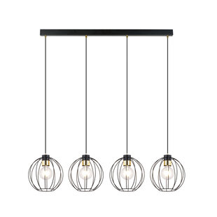 Lampe à suspension avec 4 boules noires en métal E27