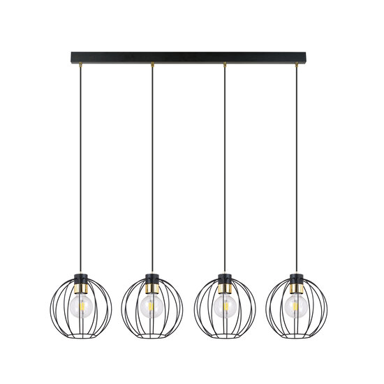 Lámpara colgante con 4 bolas negras metal E27