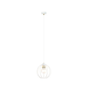 Spherical white metal wire hanging lamp around 1x E27