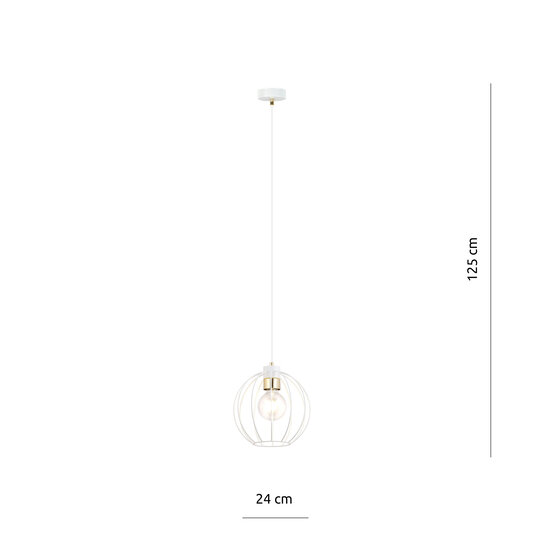 Spherical white metal wire hanging lamp around 1x E27